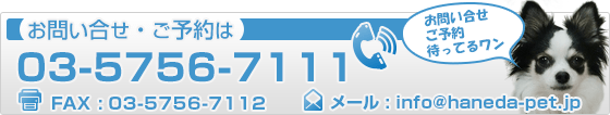 お問い合せ・ご予約は TEL 03-5756-7111 / FAX 03-5756-7112
